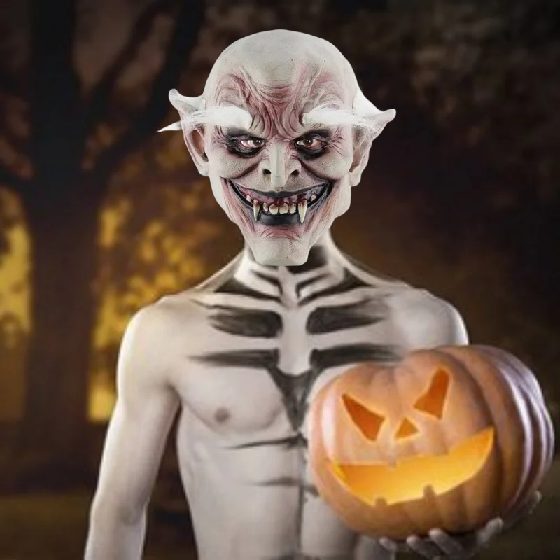 Хэллоуин бело-рогая маска зомби вампир лицо взрослый ужас ролевая игра и