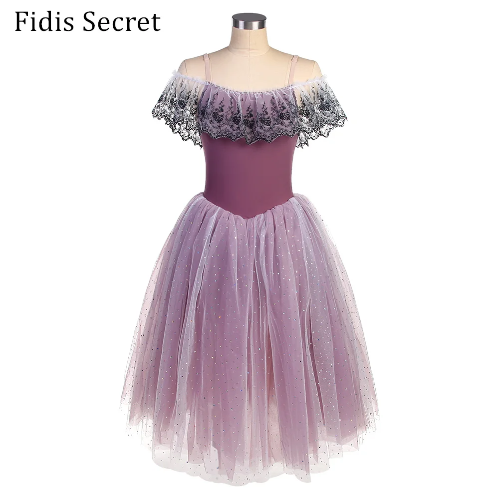 Романтическая танцевальная одежда серого фиолетового цветов для танцев