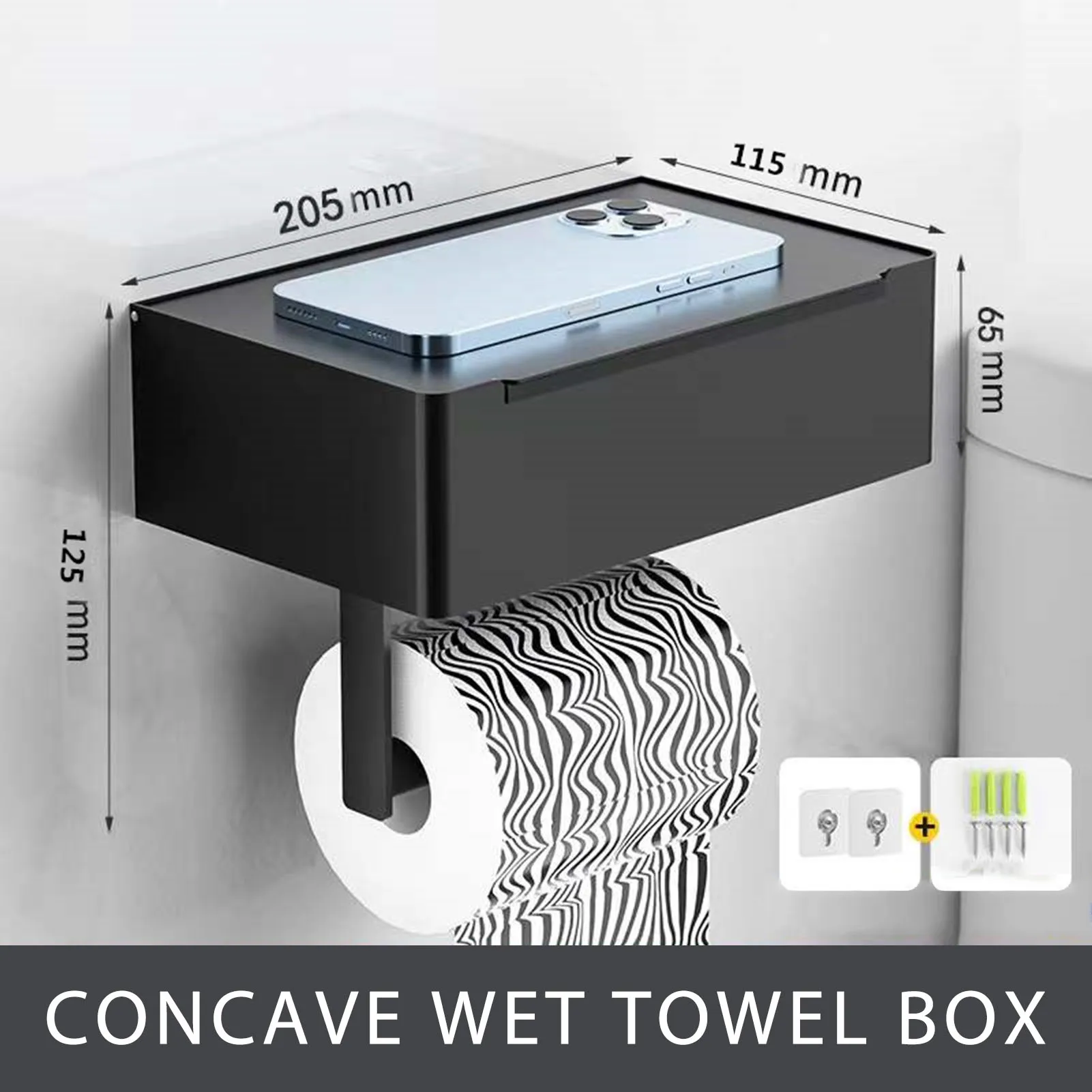 

Stainless Steel Toilet Paper Holder Kitchen Roll Holder Tissue Box Towel Rack Home Wet Wipe Dispenser Black Bathroom Accessories