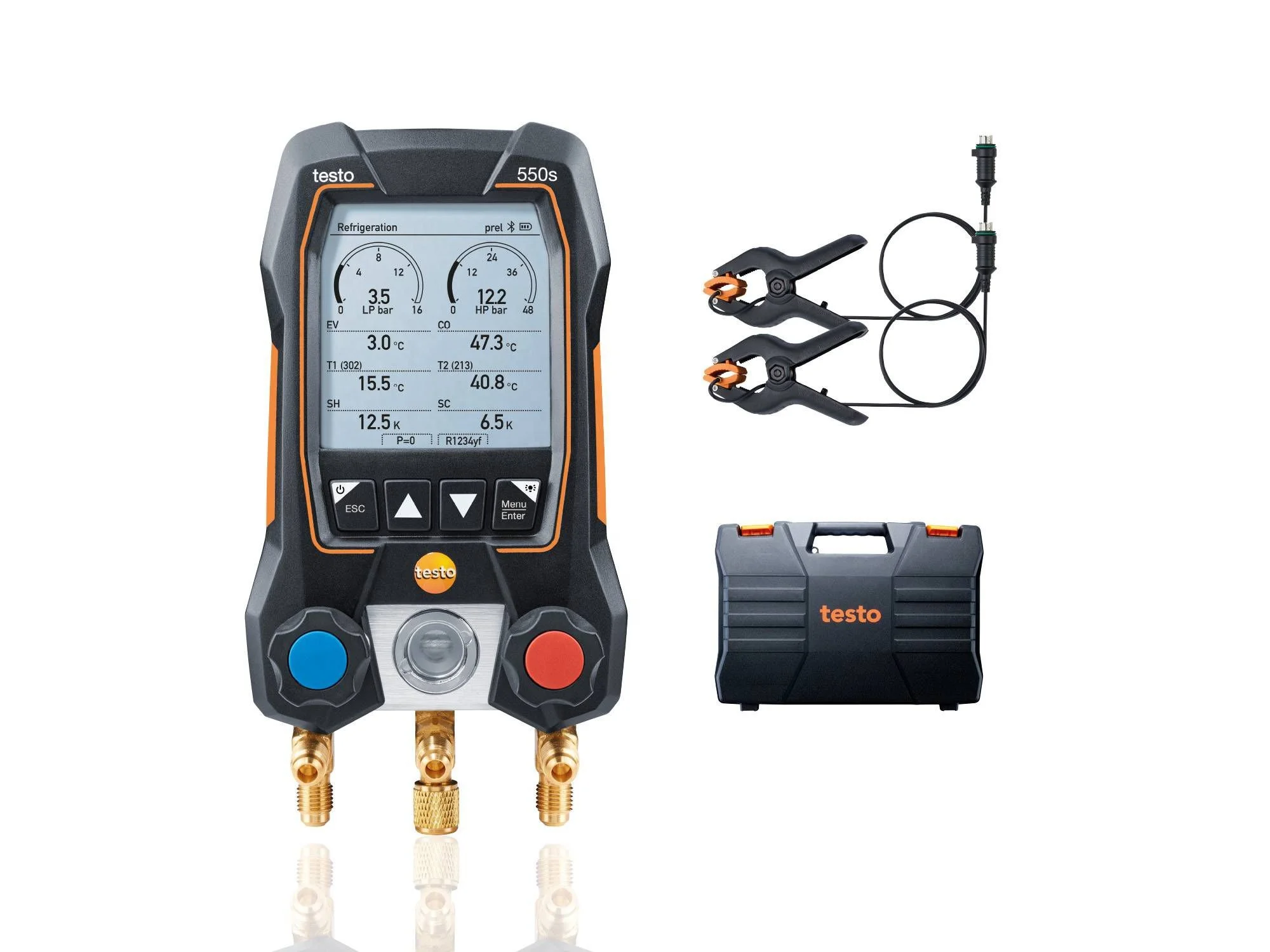 

New Testo 550s Basic Kit Smart Digital manifold gauge 0564 5501 With Fixed Cable Clamp Temperature Probes