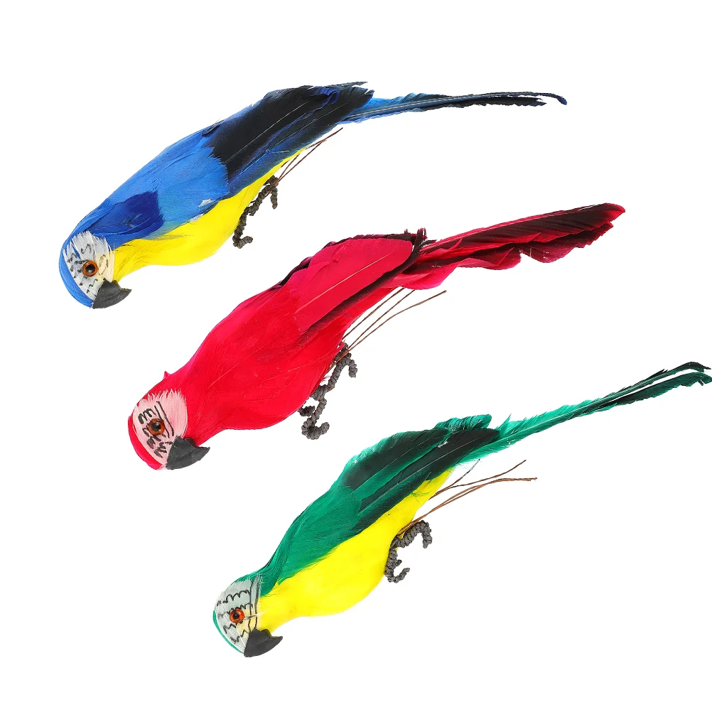 

3 Pcs Simulation Foam Parrot Model Fake Decor Wall Hanging Lifelike Outdoor Decoration Garden Adorn Statue