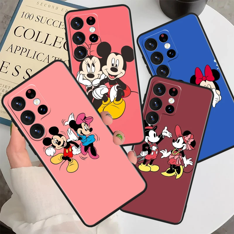 

Cute Disney Mickey For Samsung Galaxy S23 S22 S21 S20 FE S10 S10e S9 S8 Ultra Plus Lite Black Soft Cover Phone Case