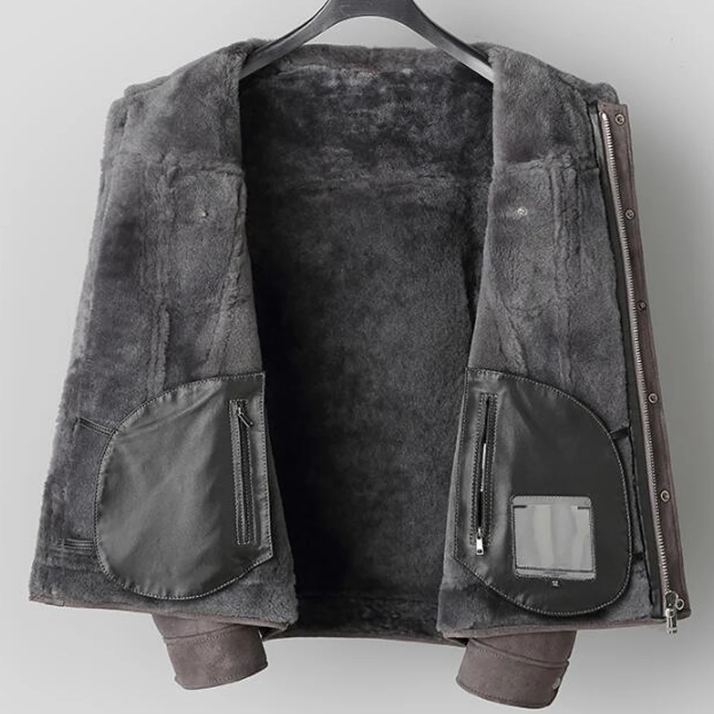 Мужская дубленка Denny&ampDora серая зимняя толстая теплая замшевая