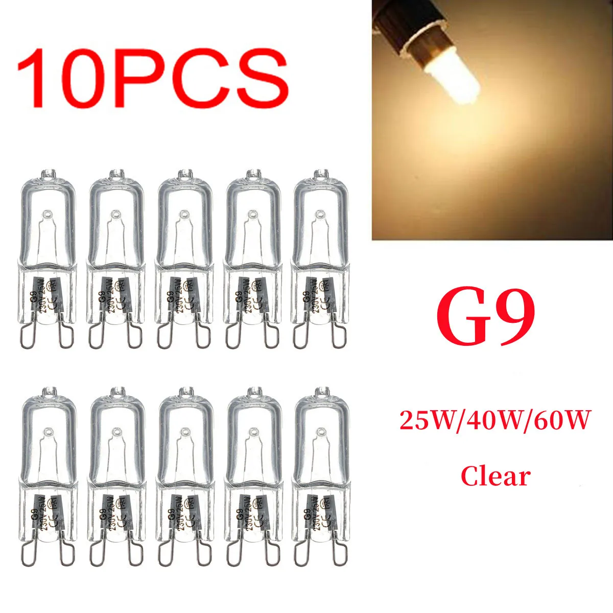 

RTNLIT Галогенные лампы G9 теплый свет 2700К 25/40/60 Вт 10 шт