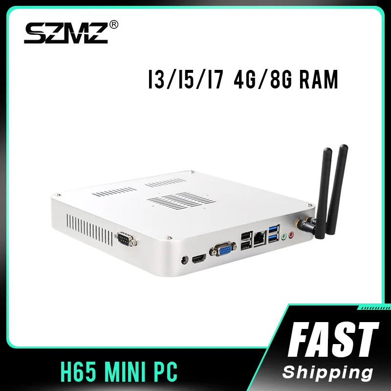 SZMZ Mini PC HM65 Desktop Computer Core i3 i5 i7 DDR3L 8G Ram 128GB 256GB SSD 4K HDMI VGA WiFi Gaming PC Support Windows10