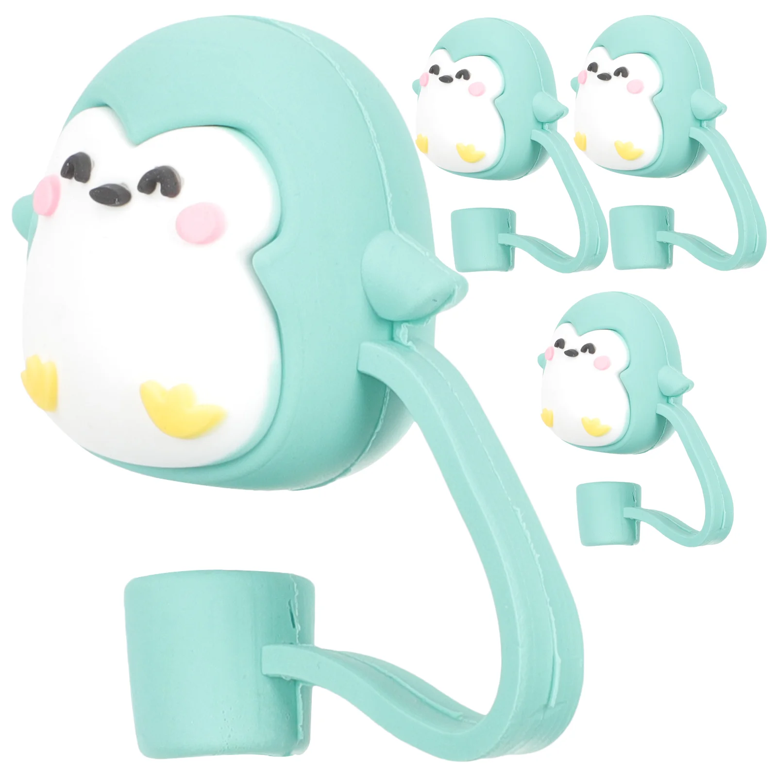 

4 Pcs Silicone Plugs Cartoon Straw Lid Caps Rubber Straws Cute Reusable Tumbler Covers End Party Favors