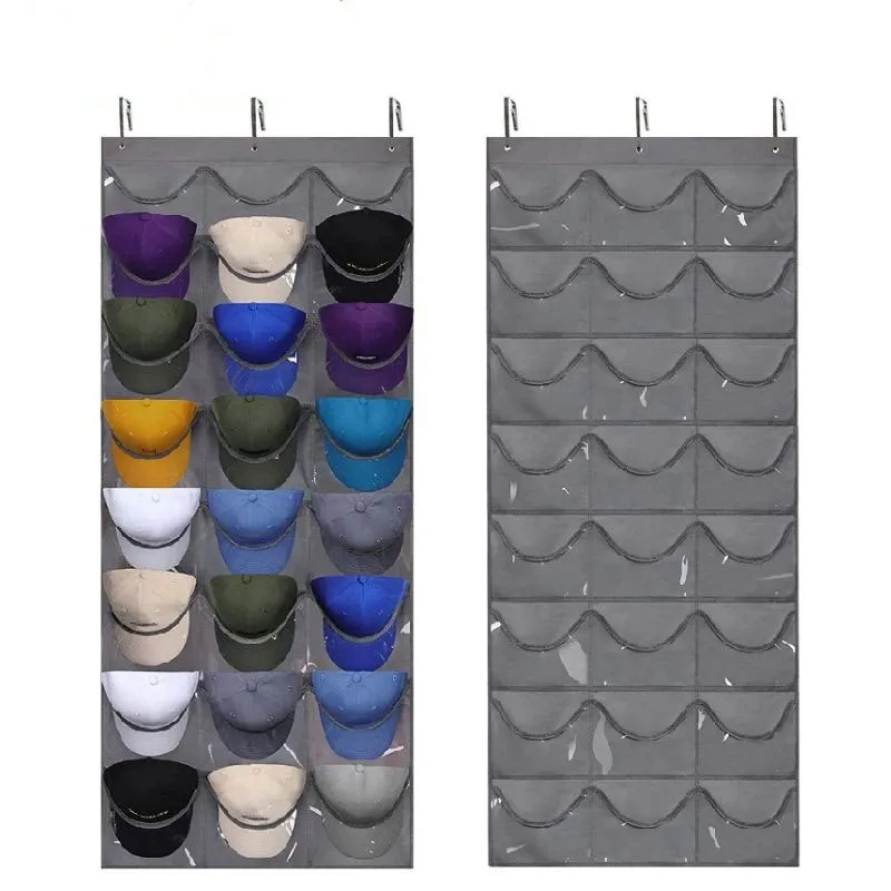 

Hanging Behind Doors Baseball Caps Storage Bag 24 PVC Transparent Pockets Durable Oxford Cloth Storage Bags For Sport Hats Caps