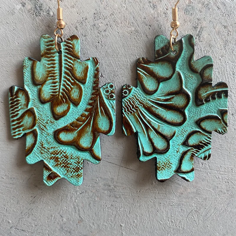 

Серьги-подвески в западном стиле из яловой кожи