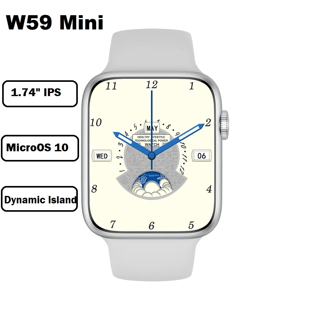

41mm Women Smartwatch W59 Mini Microwear MicroOS 10 Dynamic Island 1.74" IPS500+ Watchface Original Dual-core NFC Health Fitness