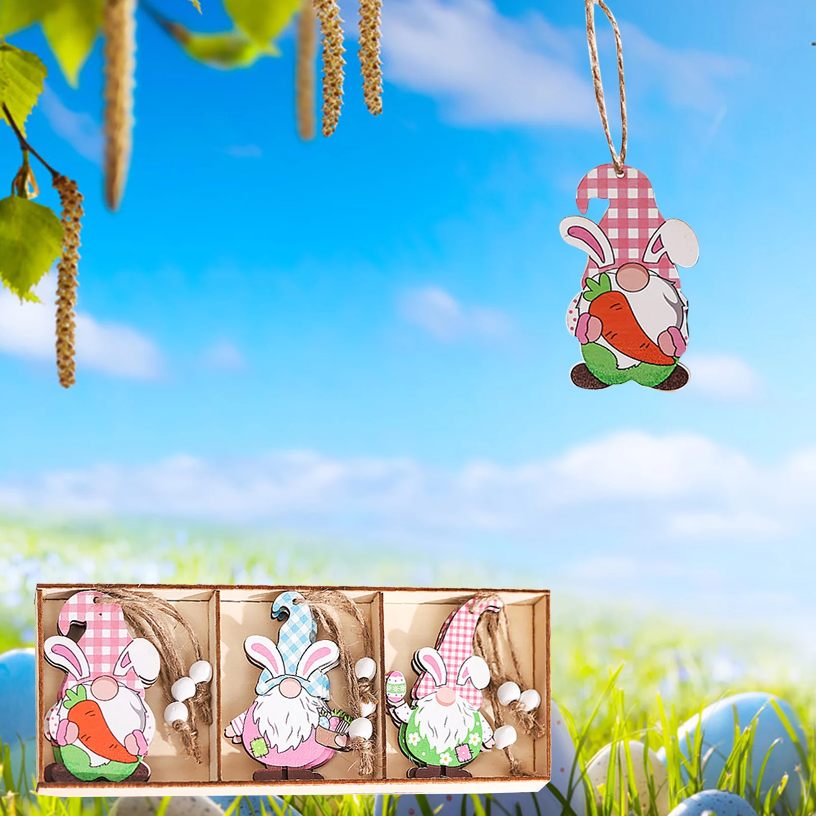 

Пасхальные украшения, красочный Пасхальный кролик, подвески, украшение, милый кролик, строительный декор со шнурком, красочный деревянный к...
