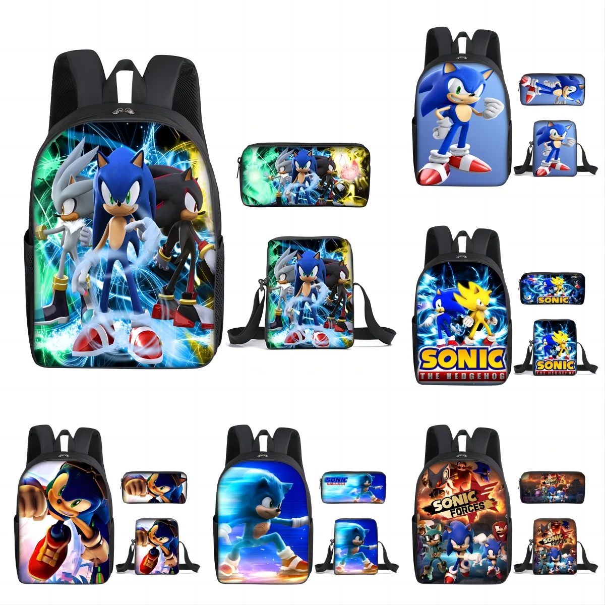 

3Pcs/set New Sonic School Bags for Girls Boys Backpack Pencil Case Schoolbag In Primary Students Kids Book Bag Backpack