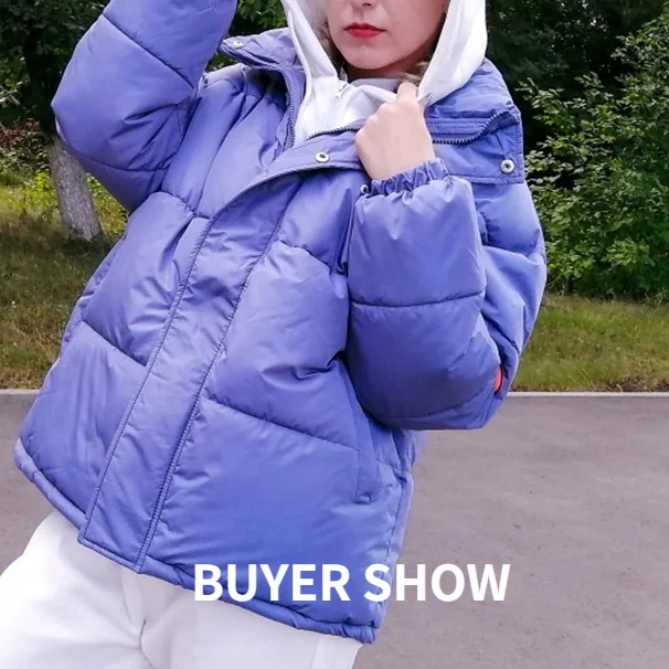 2021 Winter Women Oversized Parkas Coat Fashion Solid Thick Warm Hooded Padded Coat Casual Winter Outwear Parkas Bubble Coat