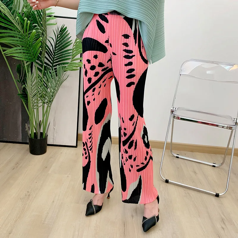 

Japanese style pleated pants women's summer thin trousers drape nine points casual pleated cigarette pants cool pants