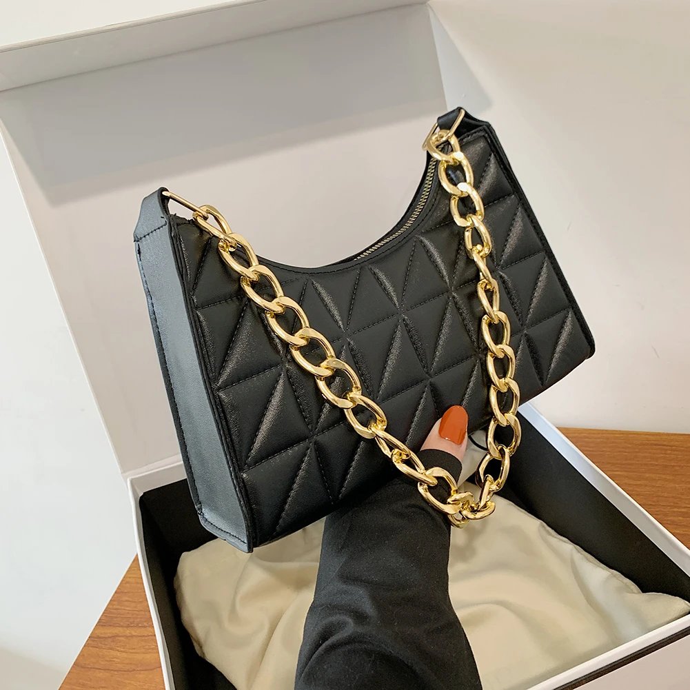 

2022 Casual Women Totes Shoulder Bags Fashion Exquisite Shopping Bag Retro Female Leather Solid Color Chain Handbag for Ladies