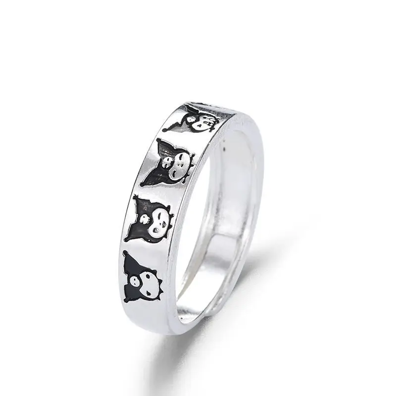 Hello Kitty S925 Sterling Silver Adjustable Couple Rings for Men and Women Cute High Sense Openings To Send Lover Gift