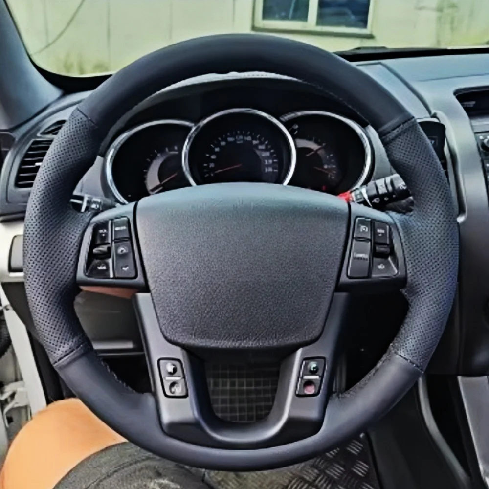 

Индивидуальный чехол на руль автомобиля с ручным шитьем, кожаная оплетка для руля для Kia Sorento 2009-2014 K7 Cadenza 2011-2015