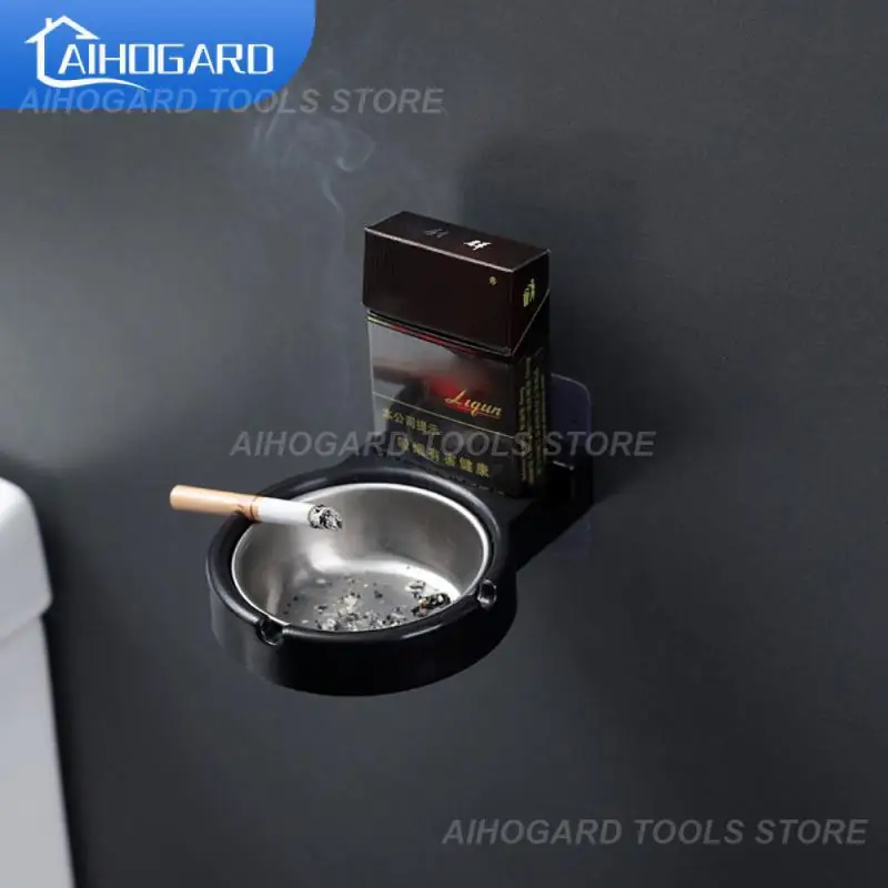 

Stainless Steel Non-marking Sticker Ashtray Wall Paste Home Ashtray Simple Bar Smoking Indoor Cigarette Butt Storage Shelf