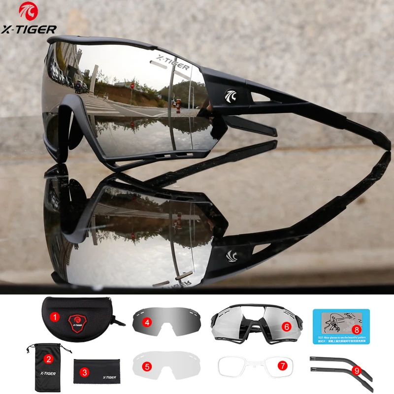 

X-TIGER Cycling Glasses Polarized Bicycle Mountain 3 Lens Sunglasses Men's Women Running Fishing Photochromic Cycling Glasses