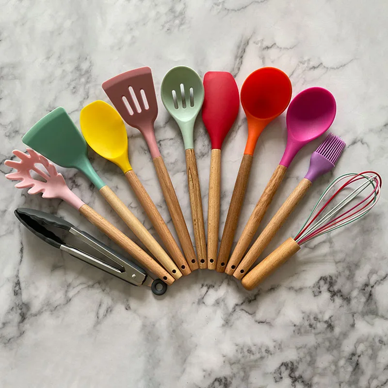 

Kitchen Utensils Set Silicone Non-stick Kitchenware Cooking Accessories Cookware Set Spoon Soup Ladle Spatula Tools Gadgets