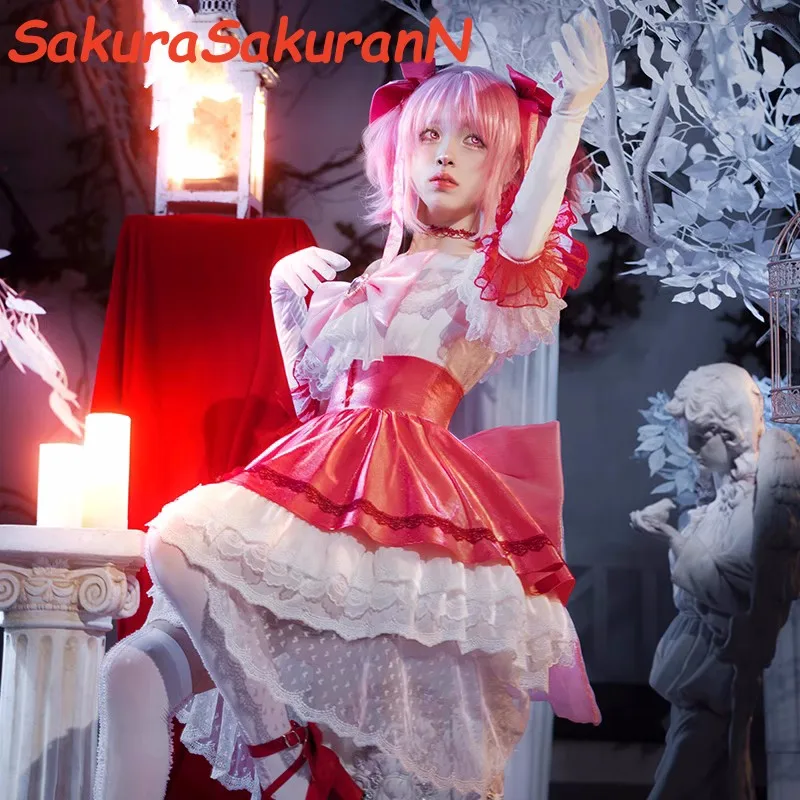 

Kaname Madoka косплей аниме Puella Magi Madoka Magica Косплей SakuraSak-N женский милый розовый костюм Мадока косплей Хэллоуин