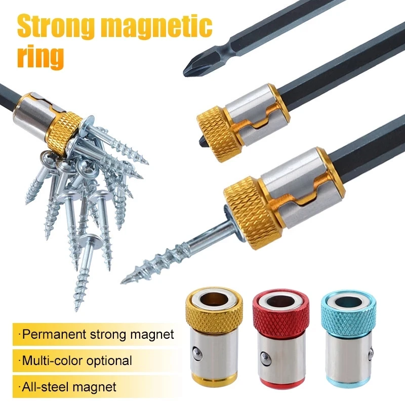 

Magnetic Bit Holder 6.35mm Alloy Electric Magnetic Ring Screwdriver Bit Anti-Corrosion Strong Magnetizer for Phillip Drill Bit