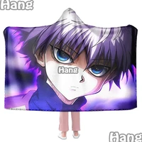 jump anime hunter x hunter soft hoodie blanket soft warm plush blanket for bed sofa office travel gift for anime lover