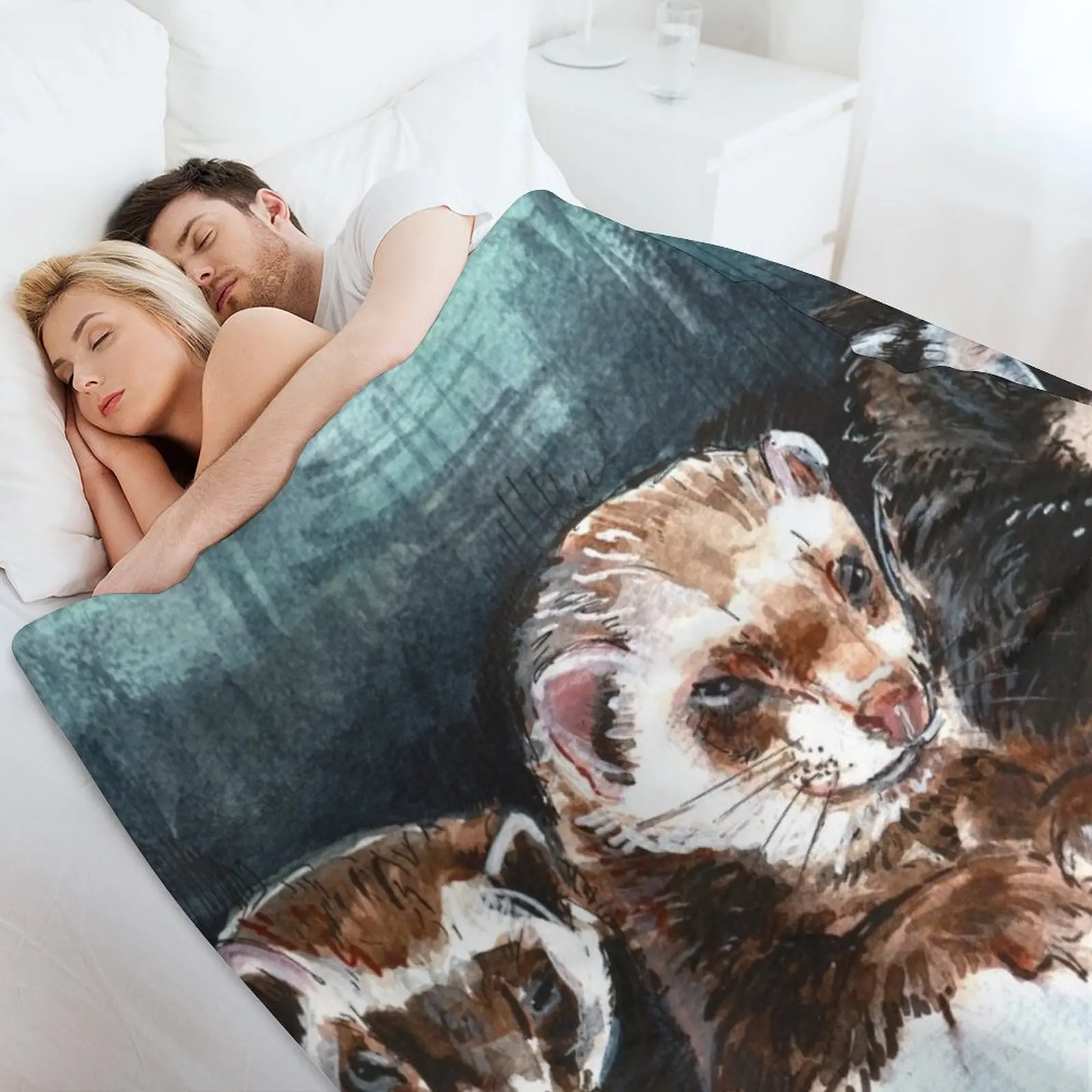 Three Sleepy Ferrets тяжелое одеяло для сна диван декоративные диваны одеяла из