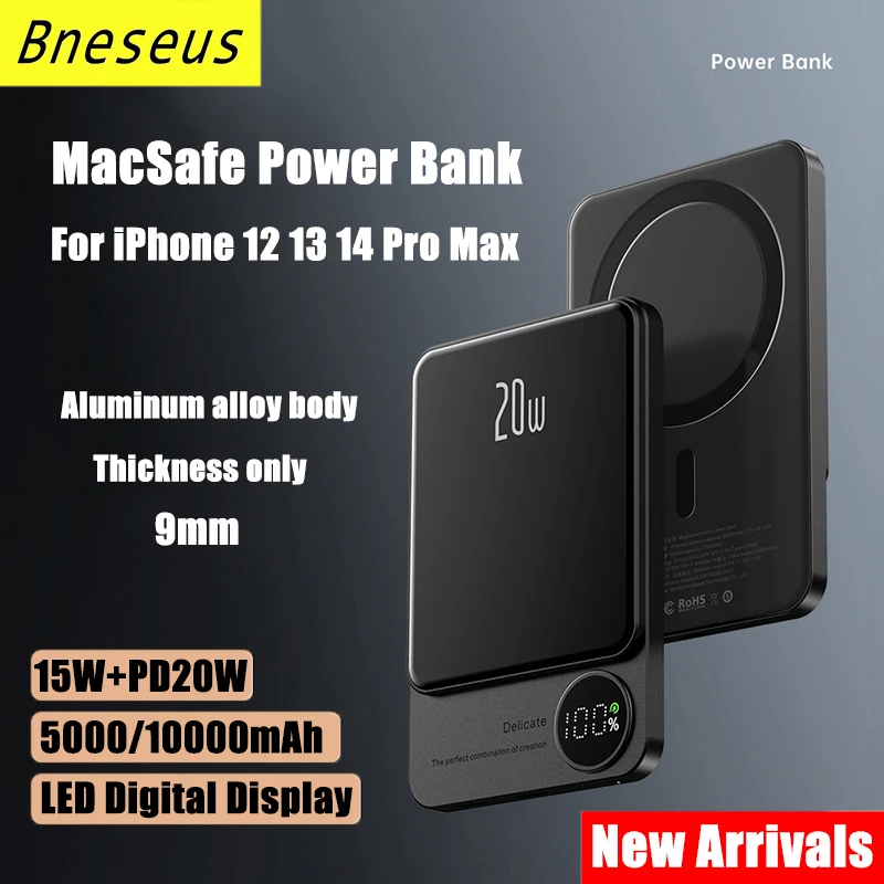 

For Apple iPhone 12 13 14 Samsung Xiaomi Magnetic Wireless Power Bank Macsafe Powerbank Fast Charger External Auxiliary Battery