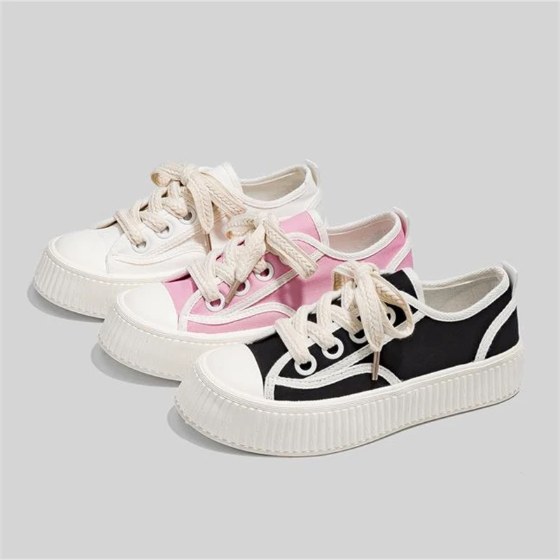 

Women Platform Canvas Shoes Spring Autumn Solid Color Female Vulcanized Sneakers Ladies Casual Walking Footwear Tenis Feminino