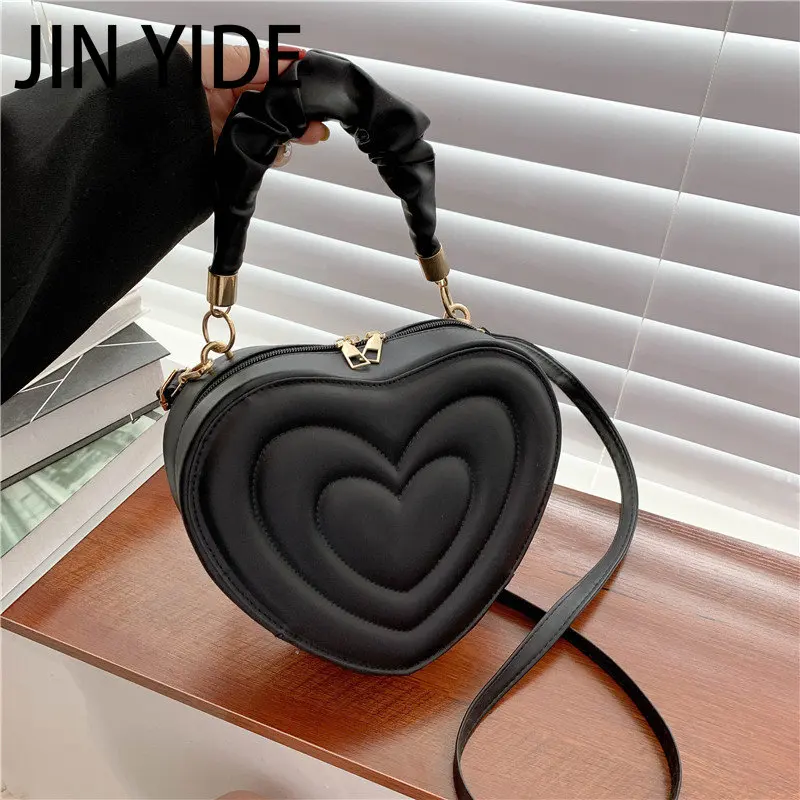 

JIN YIDE Fashion Love Heart Shape Shoulder Bag Small Handbags Designer Crossbody Bags For Women Solid Pu Leather Top Handle Bag