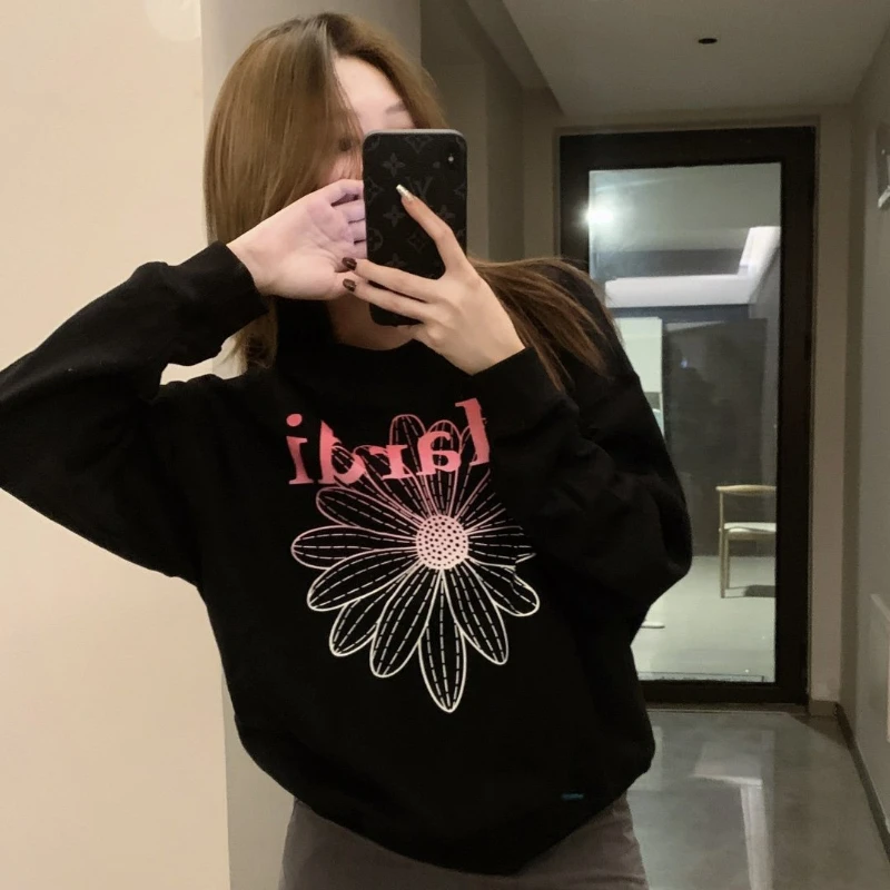 

Женский свитшот с градиентным принтом, повседневный Свободный Классический свитшот с надписью, осень 2023