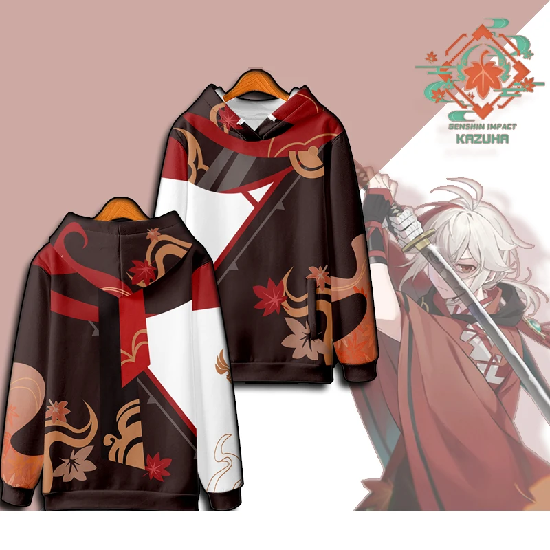 Толстовка унисекс с аниме казуха на осень/зиму