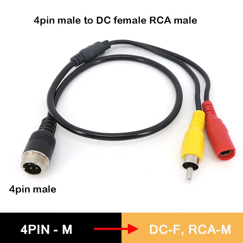 

4Pin M12 GX12 авиационная Головка Штекер/гнездо к RCA разъем постоянного тока штекер кабеля штекер шнур конвертер для монитора камеры заднего вида автомобиля t1