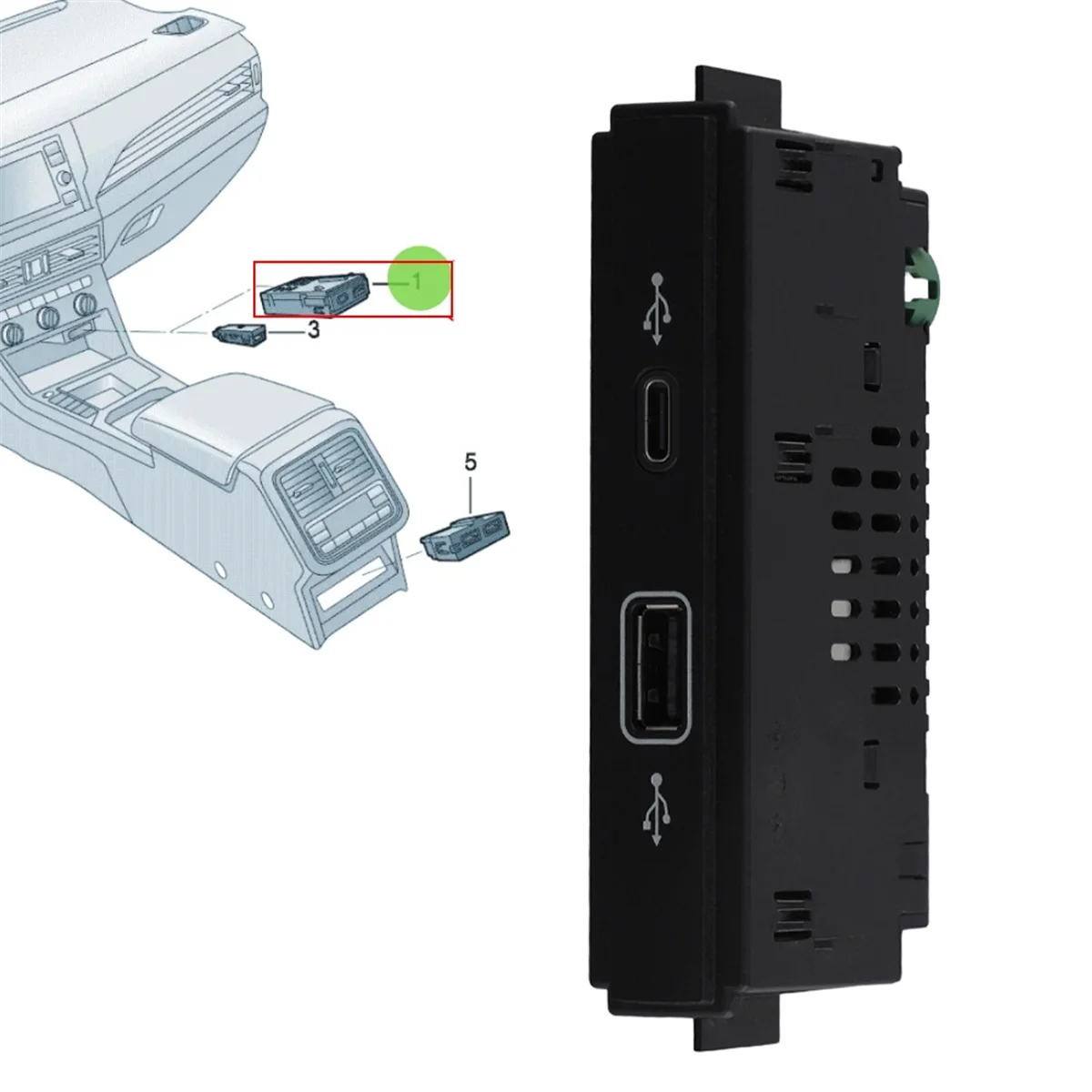 Для VW Tiguan MK2 Viloran USB TYPE-C Plug Armerst передняя консоль USB-порты с кабелем 30D 035736