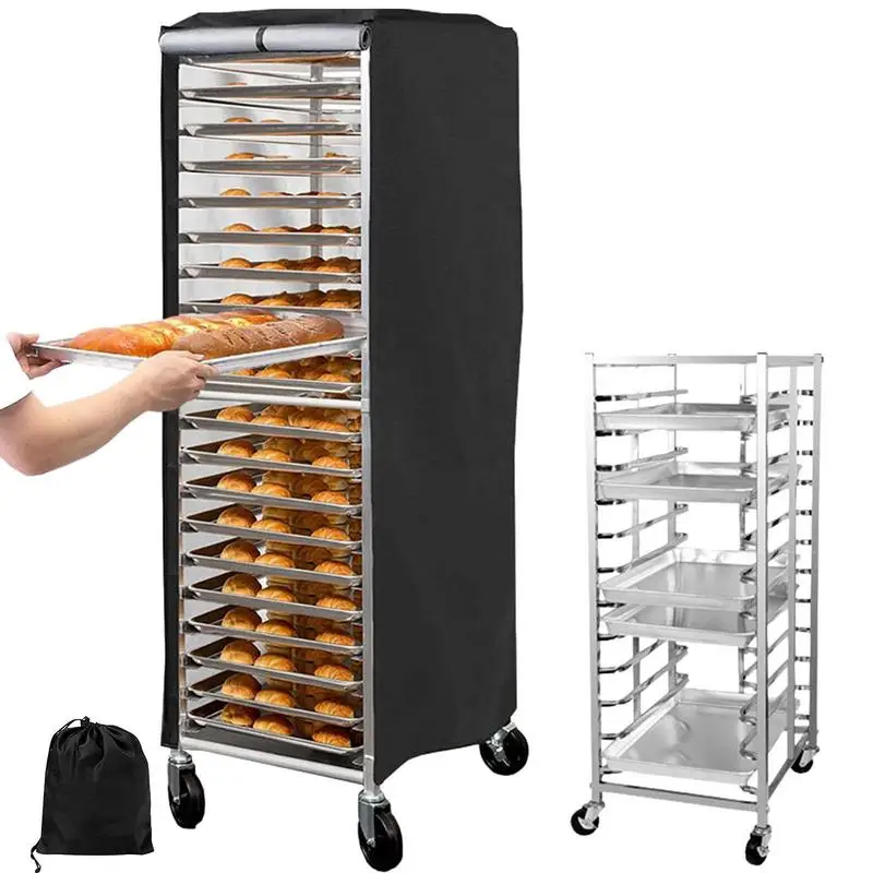 

Bake Rack Cover Baking Pan Rack Cover 23.2*28.3*64.1in Bread Shelf Cover 420D Waterproof Dustproof Oxford Cloth 2 Zippers Silver