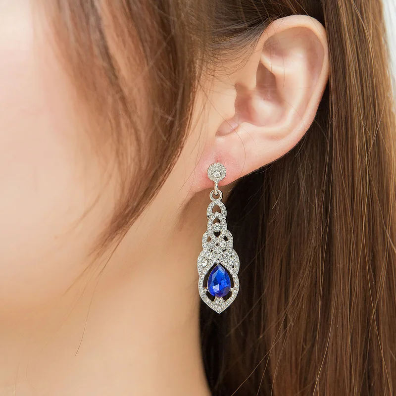 

Fashion Luxury Zircon Shiny Long Earrings for Women Classic Temperament Metal Earrings Bridal Wedding Jewelry Accessories Gift