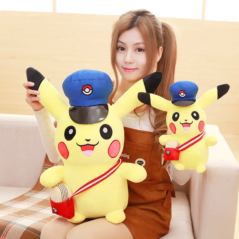 

Pokemon Pikachu Doll Plush Toy Cartoon Postman Doll Throw Pillow Ornament Accompanying Children