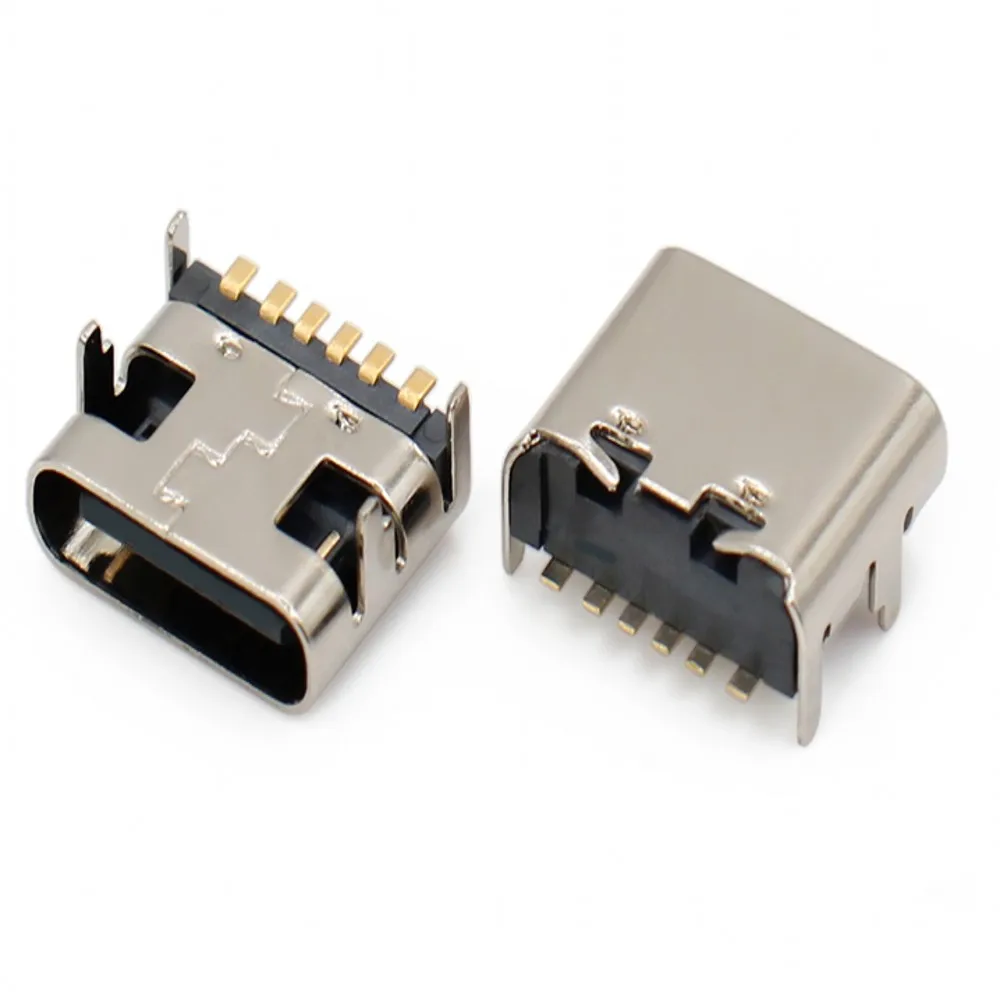 

100 шт. 6-контактный разъем для разъем SMT Micro USB Type C 3,1 гнездо размещение SMD DIP для PCB дизайн DIY Высокая токовая зарядка