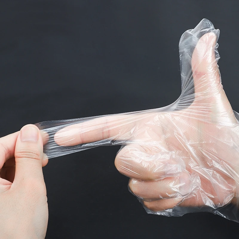 100 шт. прозрачные одноразовые полиэтиленовые перчатки