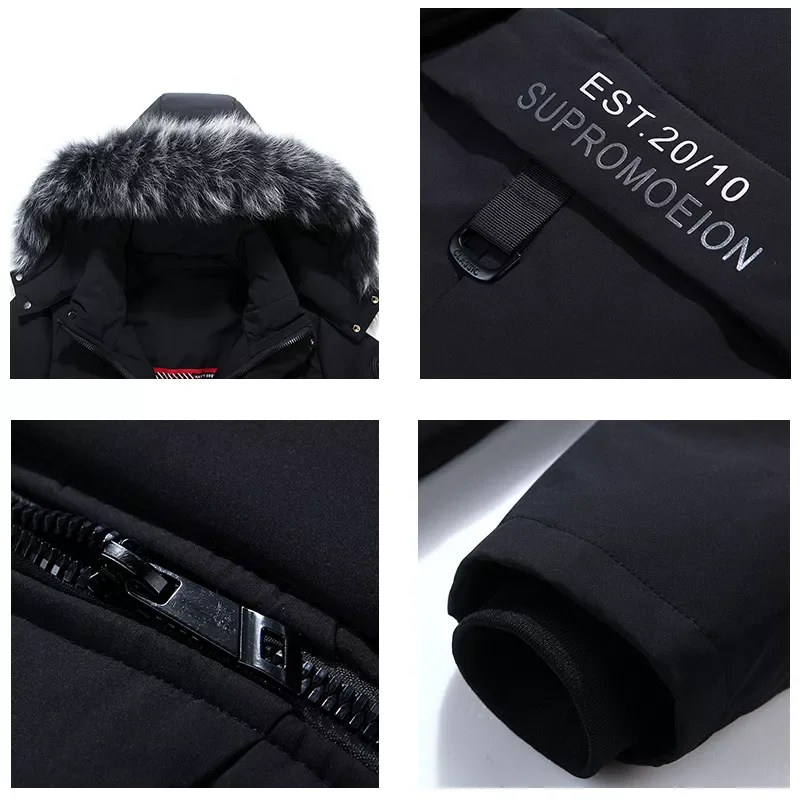 2022New Brand Winter Warm Down Jacket Men Casual Windproof Thick Hooded Parkas Men Solid Fashion Cargo Windbreaker Coat Mens
