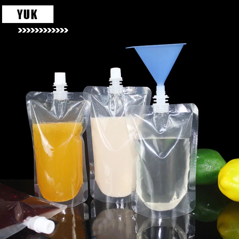 

Custom Logo Stand Up Clear Spout Storage Pouch for Beverage Drinks Liquid Juice Milk Coffee Packaging Bag