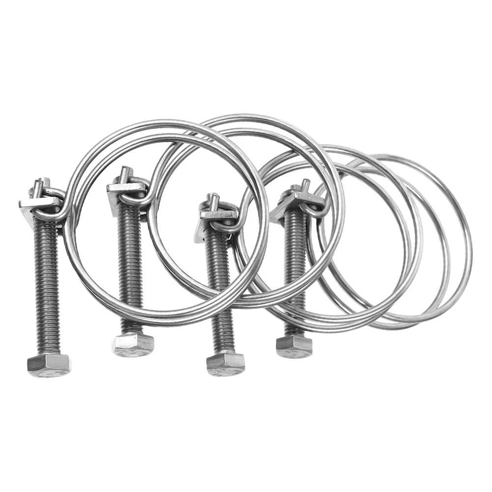 

4pcs Double Wire Hose Clamp Securing Hose Connecting Clips Adjustable Pipe Clamp Duct Loop Clamp Stainless Steel Duct Loop