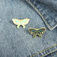 pretty butterfly moth enamel pin sun moon star pattern insect badge vintage fashion clothes hat accessories jewelry gift for kid