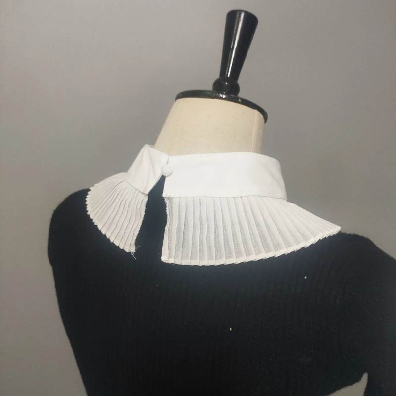 SZL плиссированный искусственный воротник для женщин сплошной цвет съемный колье