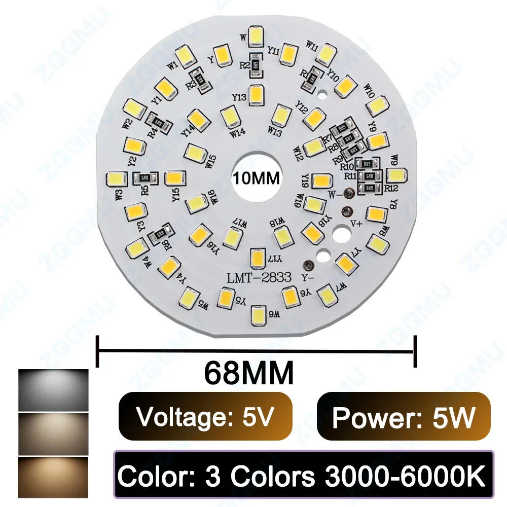 

Светодиодная плата ночного света ZQ-3W 5W круглая