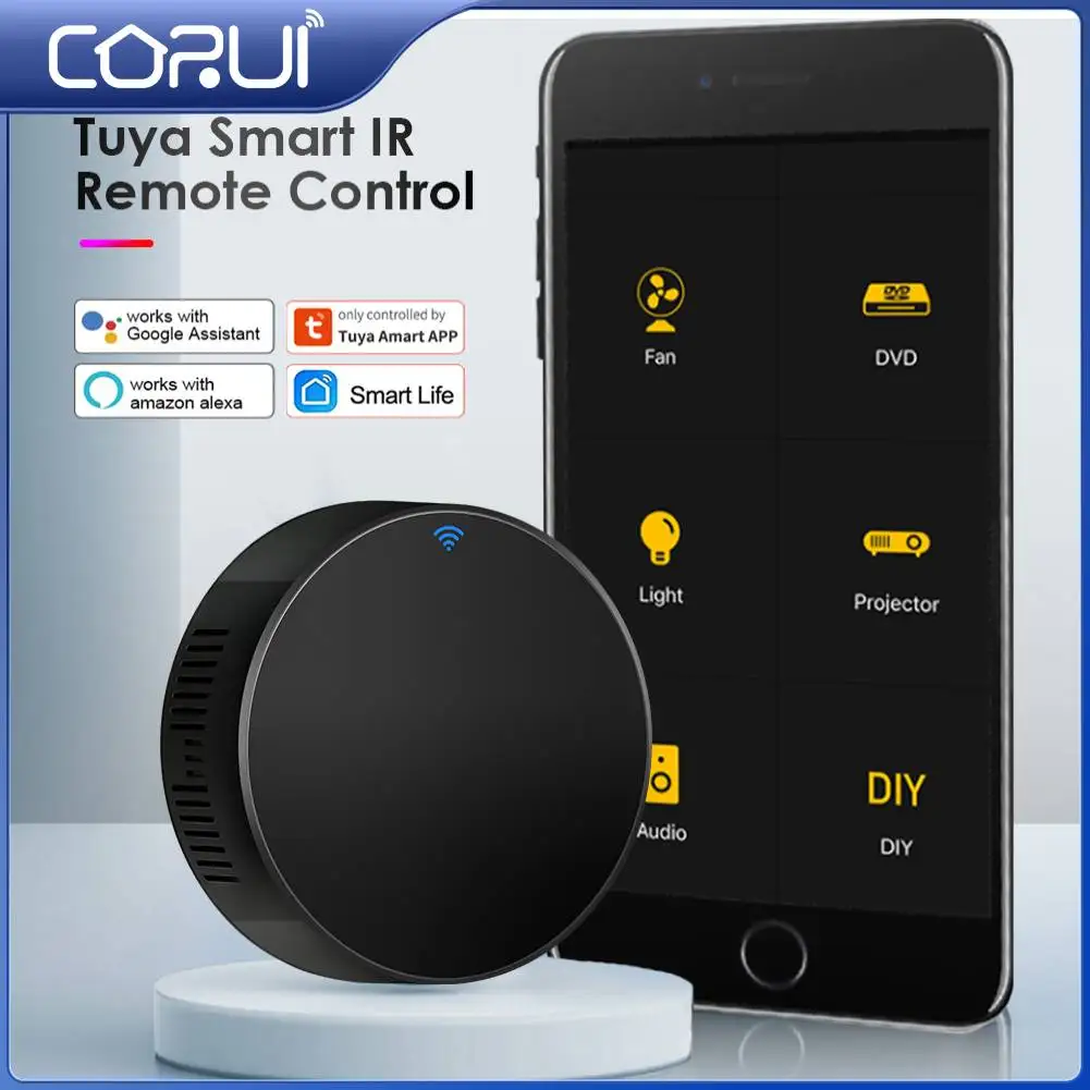 

CORUI Tuya Smart WiFi IR Remote Control Universal Infrared Remote Control For TV DVD AUD AC Works With Alexa Google Home Alice