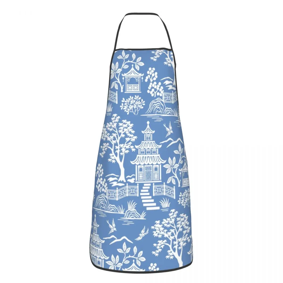 

Китайская пагода, старинный Кухонный Фартук Delft из синей ивы, Кухонный Фартук для шеф-повара, мужской и женский фартук в восточном стиле, фар...