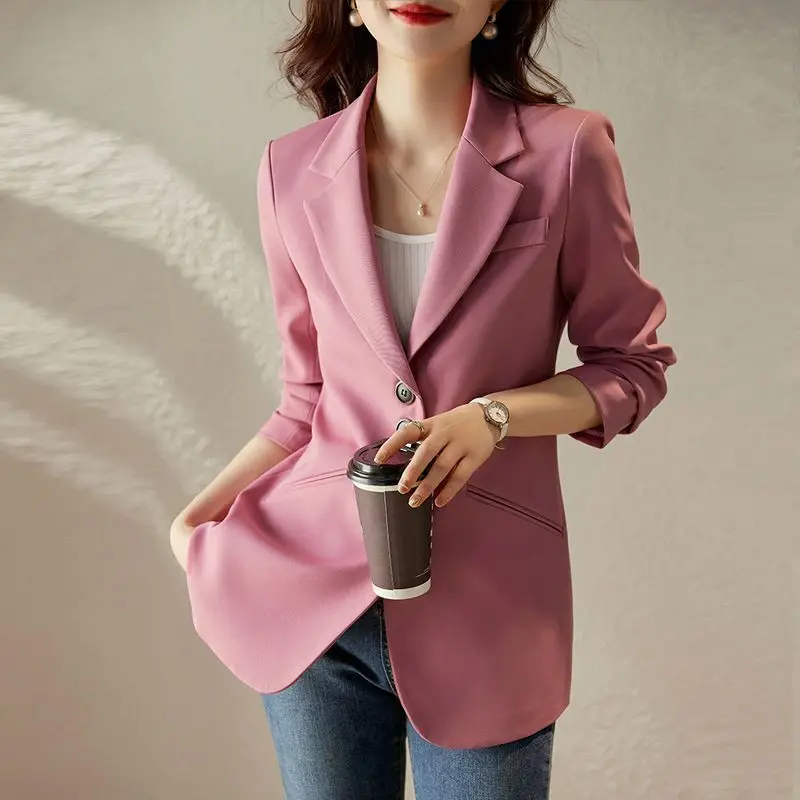 Luxury Black Suit Vintage Long Sleeve Blazer Women Slim Spring Autumn Jacket Single-breasted Office Lady Korean Fashion Coat