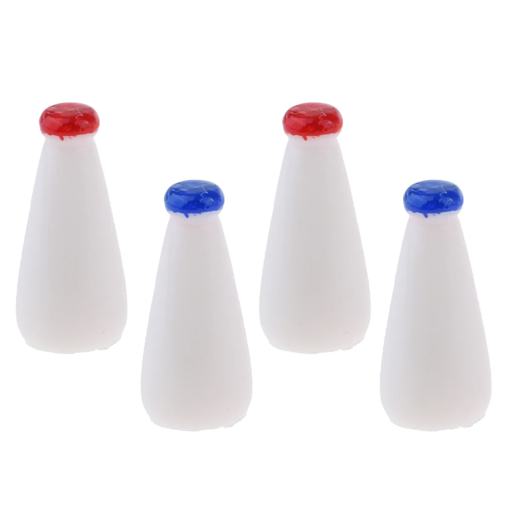 

4 Pcs Miniature Milk Bottle Jugs Dollhouse 1:12 Scale Plastic Bottles