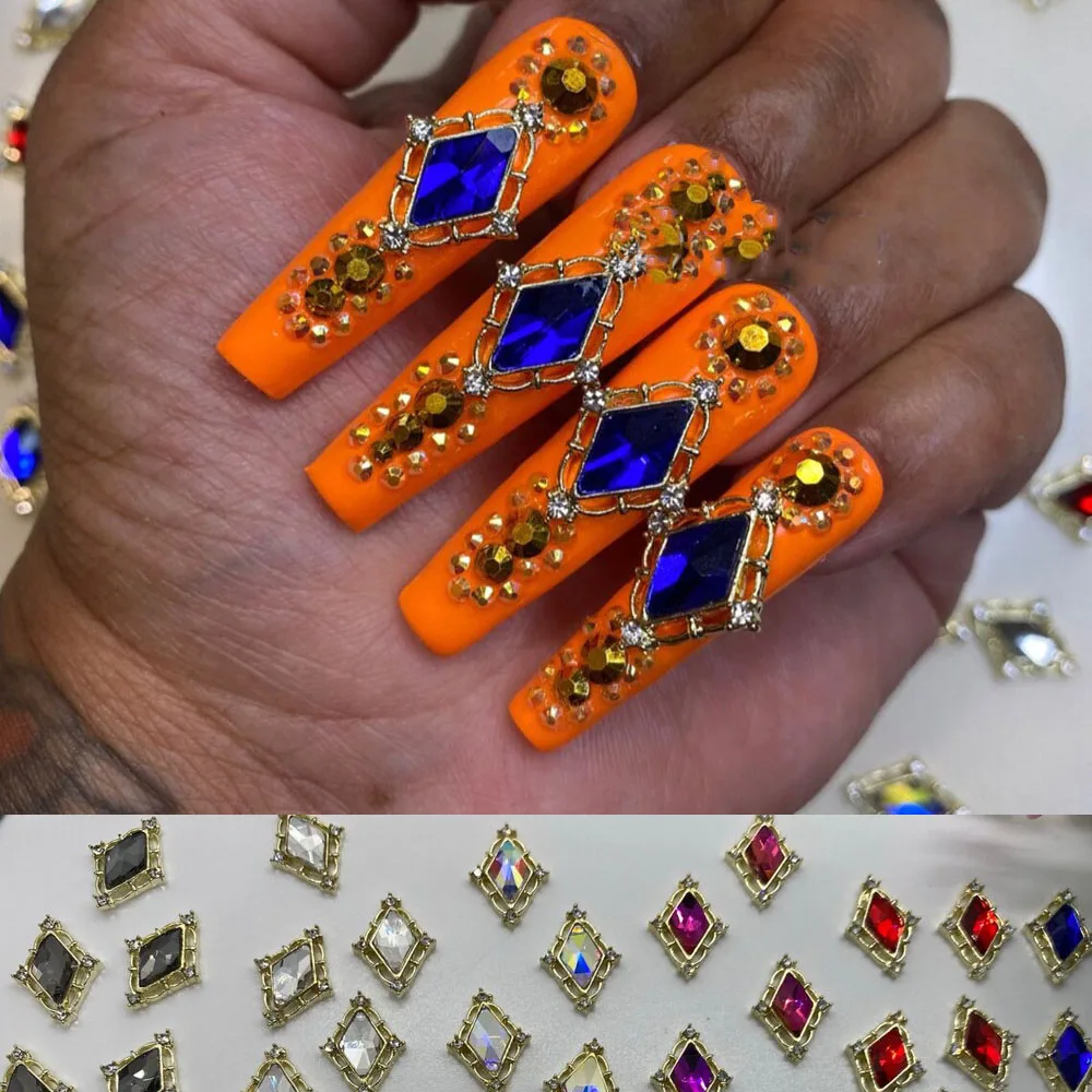 

10Pc Rhombus Flatback Nail Art Rhinestone Crystal JKL 12x15mm Rhombus FlatBack Rhinestones for Nail Chrams Rhombus Flatback Gems